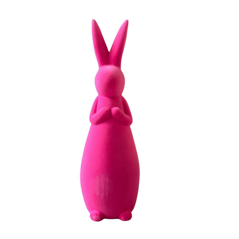 Cynthia Rowley Velvet Bunny Rabbit 12.5in Hot Pink Spring Easter Decor NEW